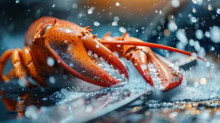 Close-up of a lobster claw cracking tool breaking open a lobster shell to reveal the sweet meat insideの素材