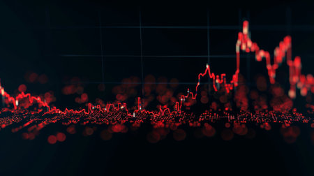 A line graph showing stock price fluctuations over time, indicating market volatility and trends.の素材