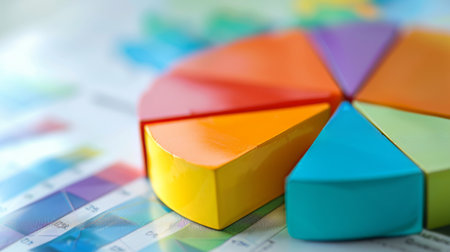 Business presentation slide featuring a pie chart diagram displaying budget allocation strategies.の素材