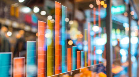 A retail sales report featuring product category performance with bar charts illustrating sales volumes and trendsの素材