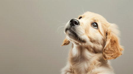 A cute puppy tilting its head in confusion, trying to understand a new command.の素材