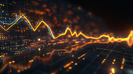 A dynamic line graph tracking the daily fluctuations of gold prices on a stock market trading platformの素材