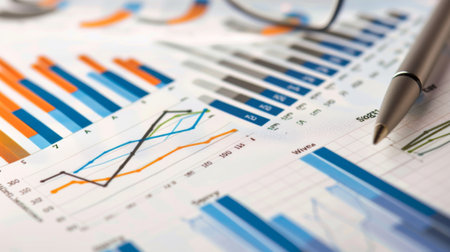 A series of financial charts and graphs depicting budgeting and savings strategies for personal finance.の素材