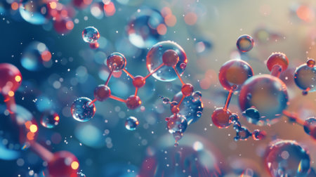 Visualization of ozone molecules and their structure, highlighting their chemical compositionの素材