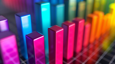 A vibrant bar graph on a computer screen, illustrating sales performance over different quarters.の素材