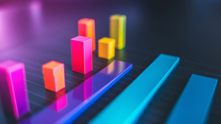 A vibrant bar graph on a computer screen, illustrating sales performance over different quarters.の素材
