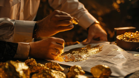 An economist analyzing a gold price chart in a research institute, studying global economic trends and geopolitical influences.の素材
