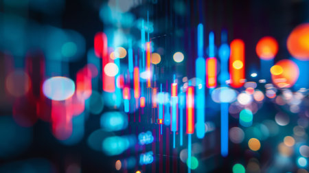 Abstract financial background with blurred stock market graphs and data analysis.の素材