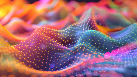 A 3D graph model displayed on a computer screen, with vibrant colors and dynamic design.の素材