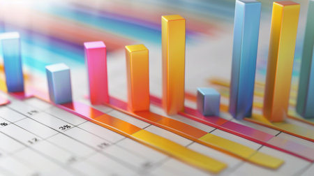 A set of bar graphs comparing sales performance between different product categories in a retail report.の素材