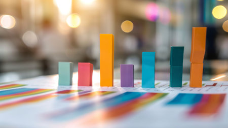 A set of bar graphs comparing sales performance between different product categories in a retail report.の素材