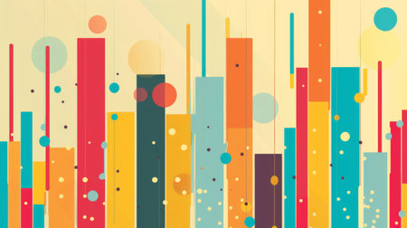 A bar graph infographic on a poster board with colorful bars and statistical informationの素材