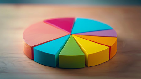 A pie chart infographic on a poster board, visually representing statistical analysisの素材