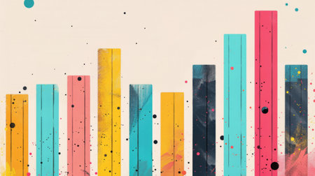 A bar graph infographic on a poster board with colorful bars and statistical informationの素材