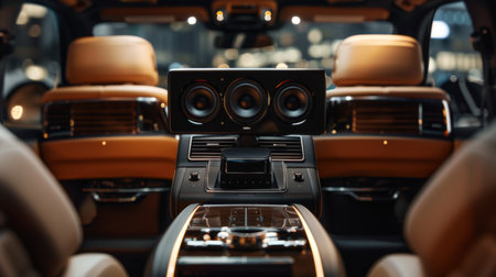 A luxury SUV with a high-end audio system, highlighting the premium speaker placement.の素材
