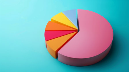 A pie chart infographic on a poster board, visually representing statistical analysisの素材
