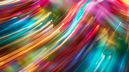 A blurred motion abstract background with streaks of light and vibrant colors.の素材