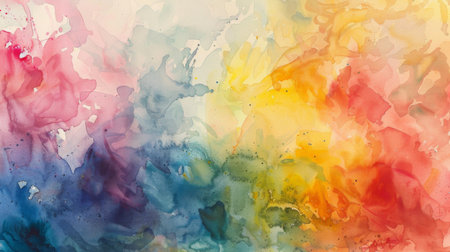 A watercolor abstract painting with fluid brush strokes and blending colors on paper.の素材