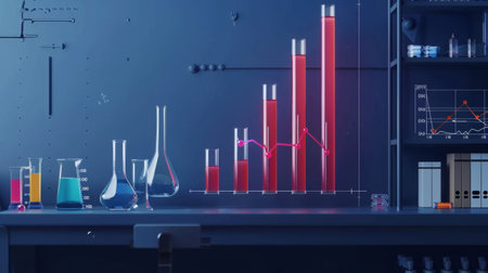 A bar chart showing scientific research data and experimental resultsの素材