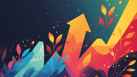 A symbolic arrow graphic depicting growth and progress, with an upward trajectoryの素材