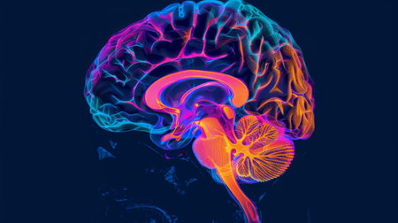 An MRI scan showing the human brain's activity during different tasksの素材