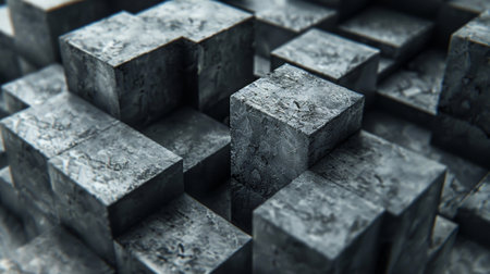 3D blocks of various sizes creating a sense of depth and dimension.の素材