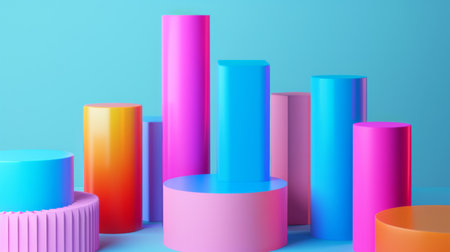 3D column chart with labeled axes, comparing monthly sales performance.の素材