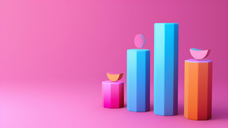 3D column chart with labels and axis, showing a clear data comparison.の素材