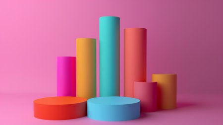 3D column chart with labels and axis, showing a clear data comparison.の素材
