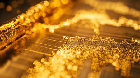 Close-up of a financial graph showing gold price fluctuations with detailed annotations.の素材