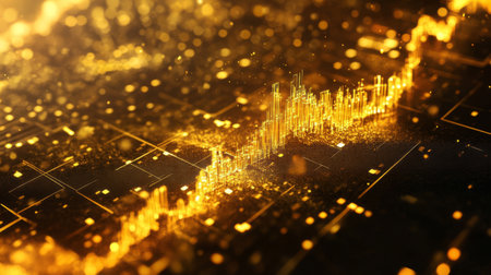 High-resolution image of a gold price chart with a clear upward trend.の素材