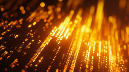 Zoomed-in shot of a gold graph with candlestick patterns and trend lines.の素材