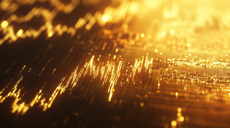 Zoomed-in shot of a gold graph with candlestick patterns and trend lines.の素材