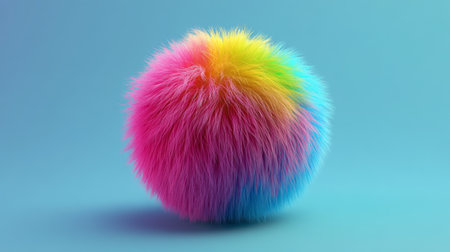 3D model of a fluffy ball with a rich, textured surface and vibrant color.の素材