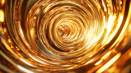 Abstract 3D golden vortex with bright, swirling designs, evoking a luxurious and dynamic feel.の素材