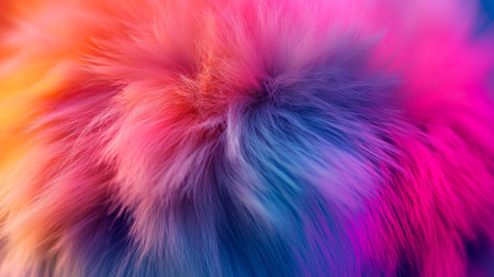 Close-up of a fluffy 3D ball with a rich, soft texture in vibrant colors.の素材