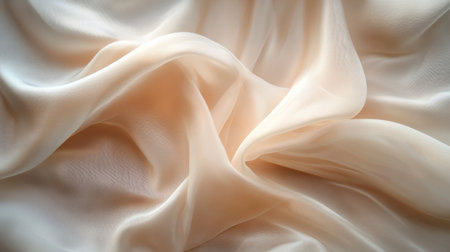 Close-up of soft, elegant fabric draping and flowing gently in a serene background.の素材
