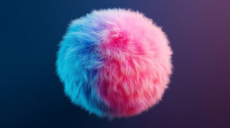 Fluffy 3D ball with a dense, plush texture in high detail and vibrant color.の素材