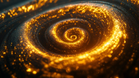 Glowing 3D golden vortex with intricate spirals, creating a sense of movement and richness.の素材
