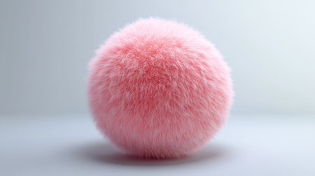 Fluffy 3D ball with a dense, plush texture in high detail and vibrant color.の素材