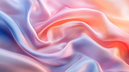 Luxurious silk fabric in motion, creating elegant waves and a flowing background in soft hues.の素材