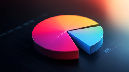 Luminous segments in a 3D financial pie chart, creating a radiant and eye-catching design.の素材