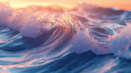 A detailed shot of waves forming and breaking, with a focus on the textures and movement of the water.の素材