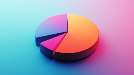 A high-resolution image of a pie chart with a gradient color scheme, showcasing the distribution of data in a visually appealing wayの素材
