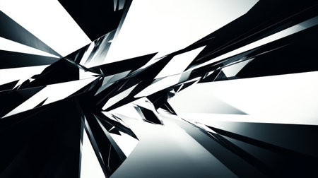 A high-contrast abstract background with bold, angular lines and sharp angles, set against a dark backdrop to create a dramatic and energetic visual.の素材