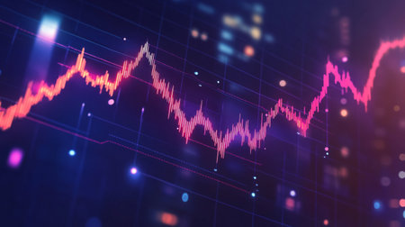 A stock chart showing a significant upward trend, highlighting successful market performance.の素材