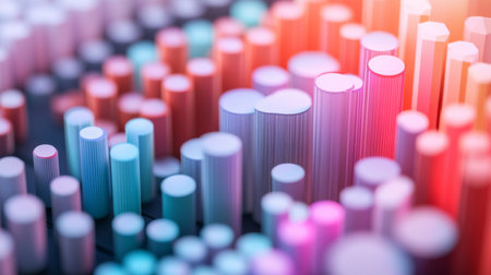 A close-up of a 3D stacked column graph with multiple layers and segments, illustrating a breakdown of data into sub-categories with clear visual differentiationの素材