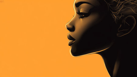 A detailed view of a person profile with a focus on the silhouette and contours of the face, emphasizing the natural lines and beauty of the human form.の素材