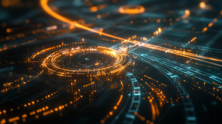 A futuristic 3D graph with interconnected nodes and lines, showcasing a network of data and relationships in a digital, high-tech environment.の素材