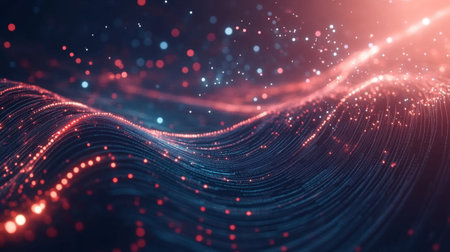 A highly detailed 3D scatter plot with data points hovering in space, connected by lines, symbolizing the intersection of technology and data analysis.の素材